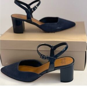 Donald J. Pliner Navy Block Heel Sandals